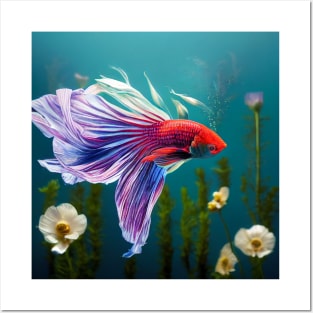 Floral betta fish Posters and Art